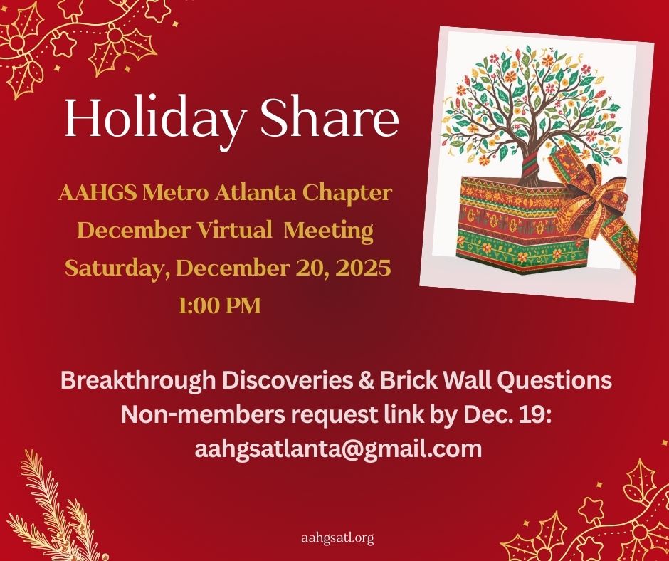 Chapter Meeting: Saturday, December 20